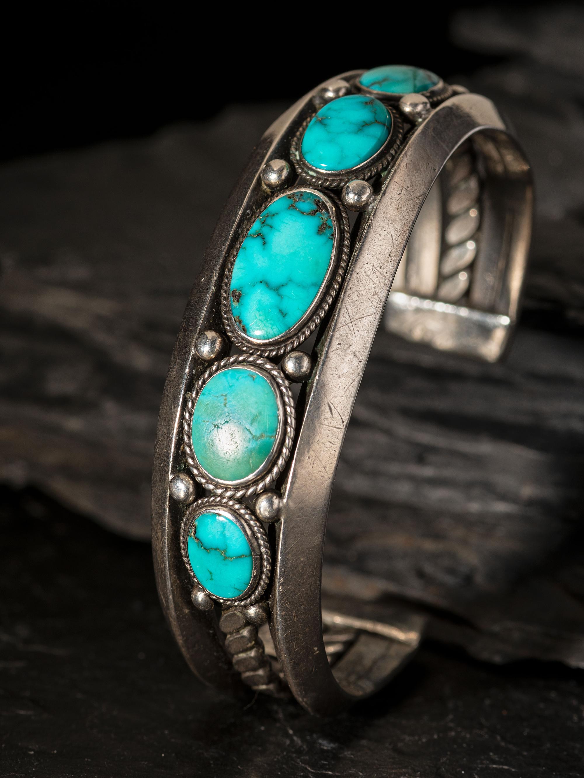 Navajo Silver and Turquoise Cuff Bracelet