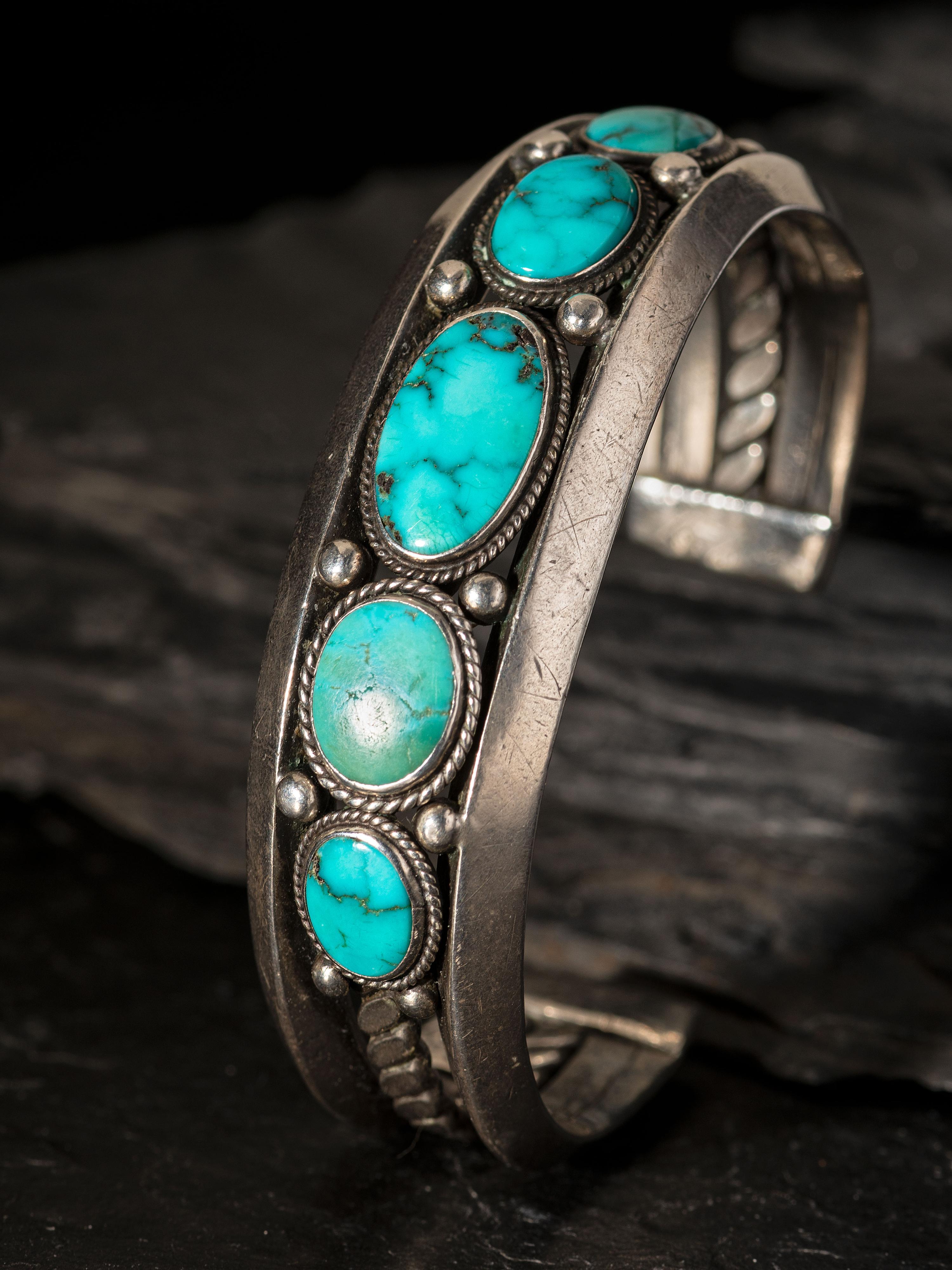 Navajo Silver and Turquoise Cuff Bracelet