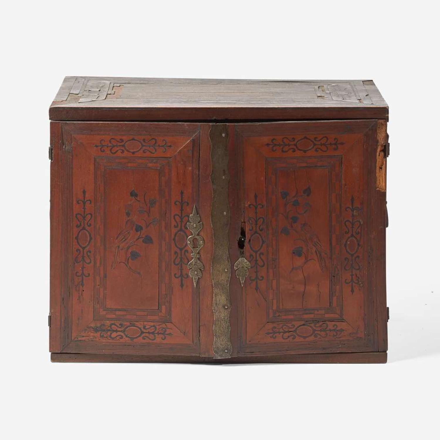 A German Baroque walnut marquetry table cabinet late 17th century