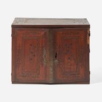 A German Baroque walnut marquetry table cabinet late 17th century