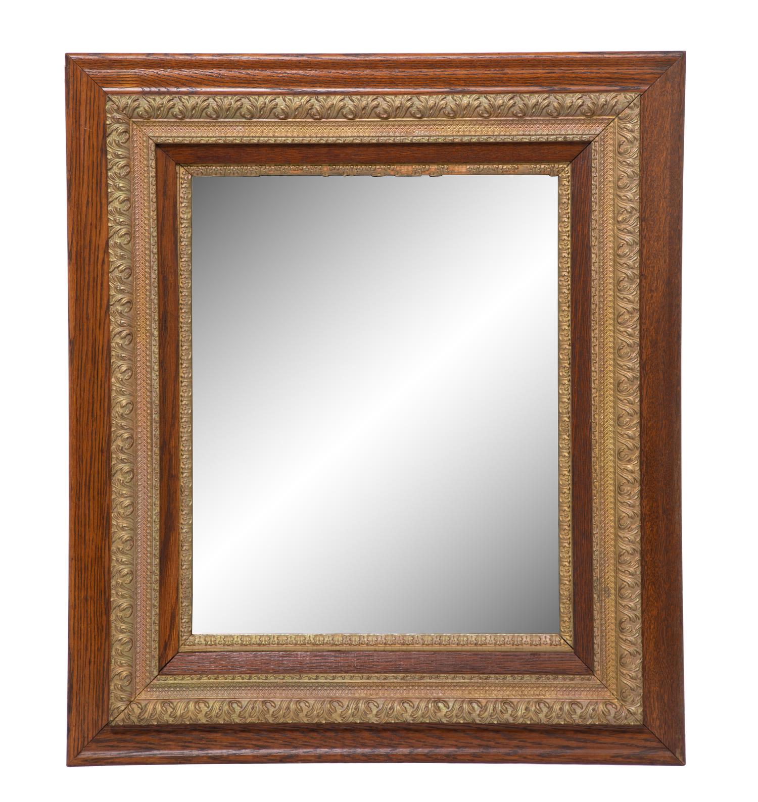 A Victorian Oak and Giltwood Framed Mirror Height 30 x width 26 inches. — 19TH CENTURY