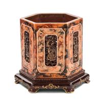 A Faux Bois Porcelain Brush Pot
