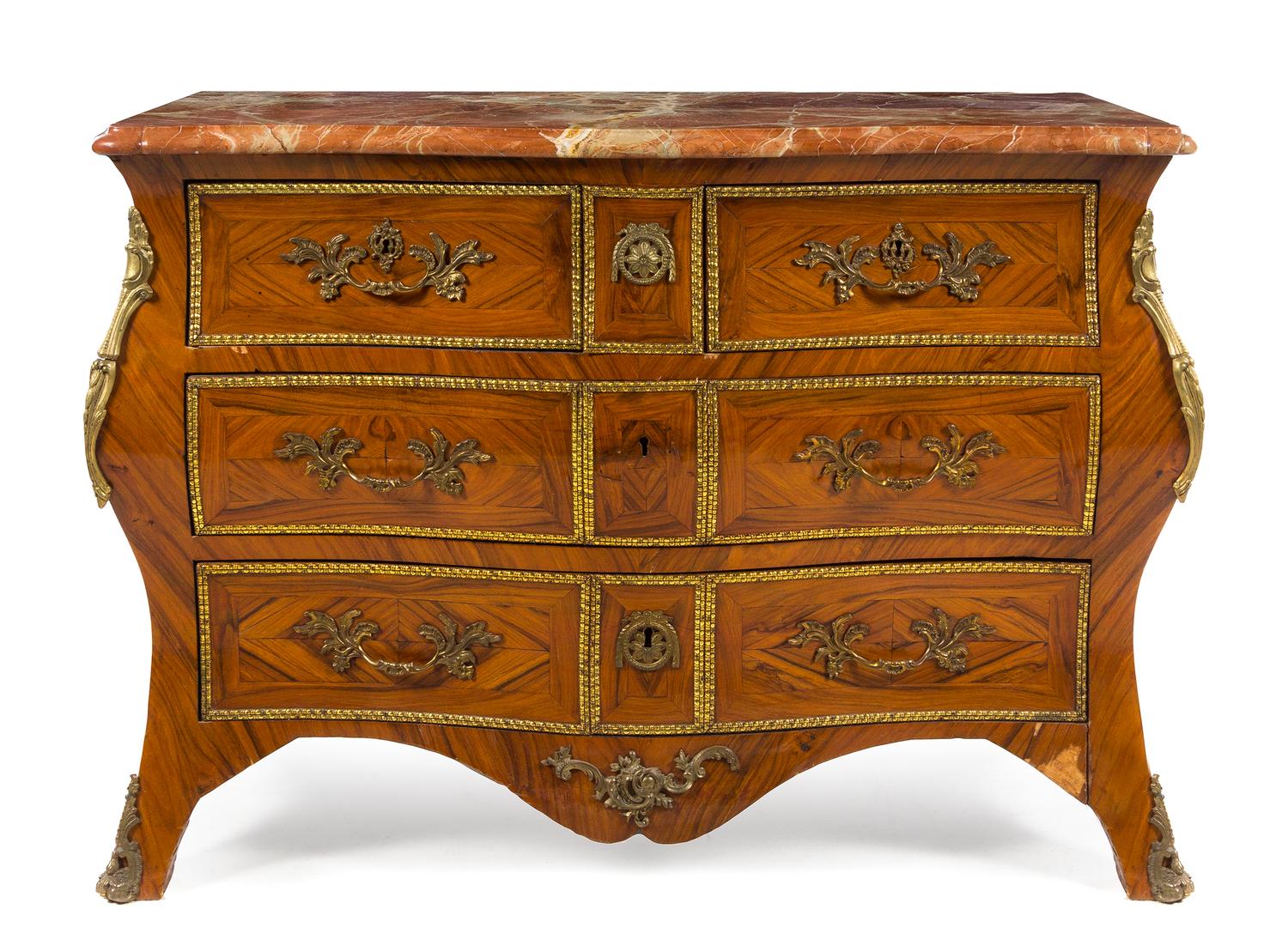 A Regence Style Gilt Metal Mounted Commode Height 35 x width 49 x depth 22 inches. — 19TH CENTURY