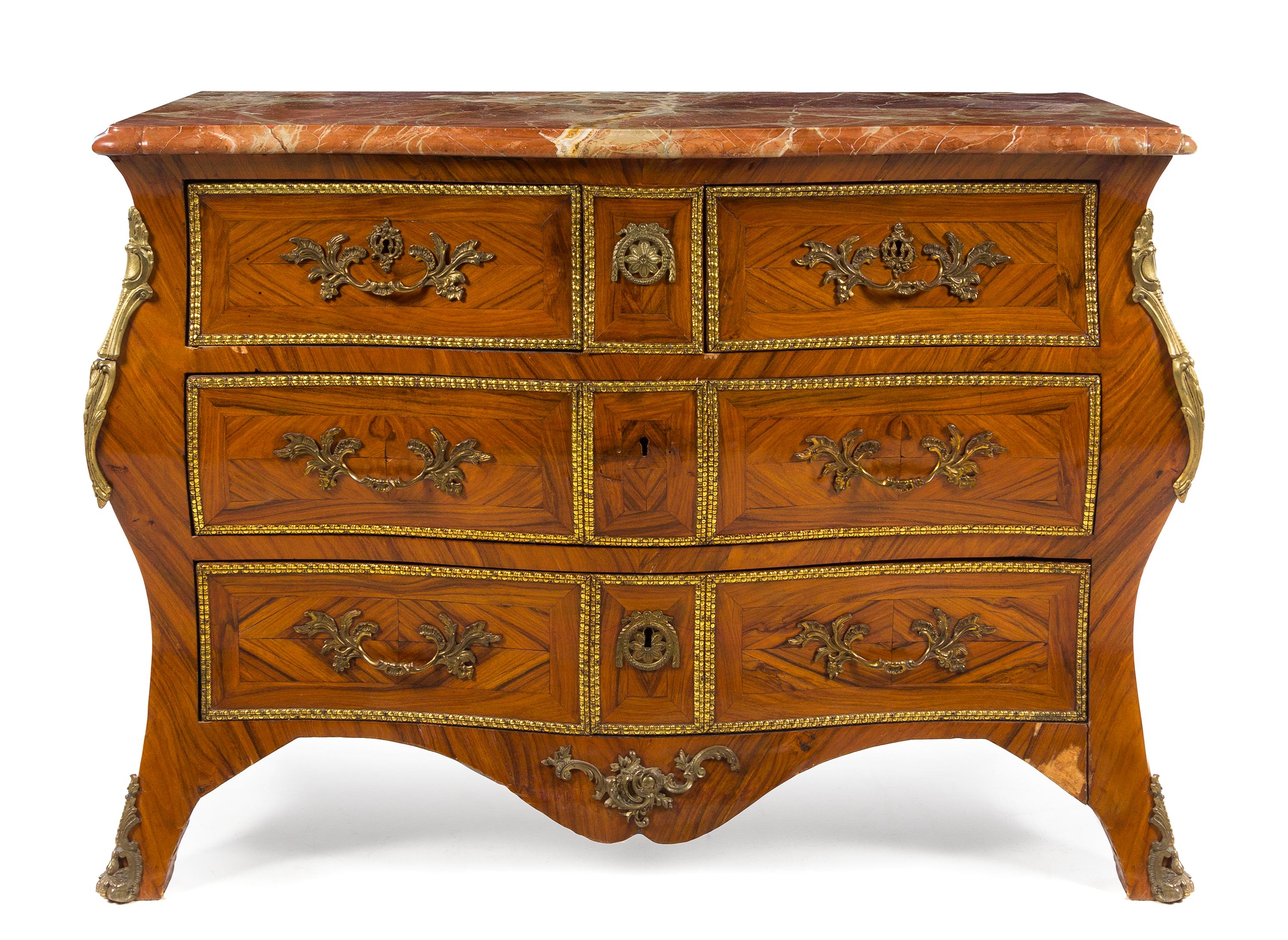 A Regence Style Gilt Metal Mounted Commode Height 35 x width 49 x depth 22 inches. — 19TH CENTURY