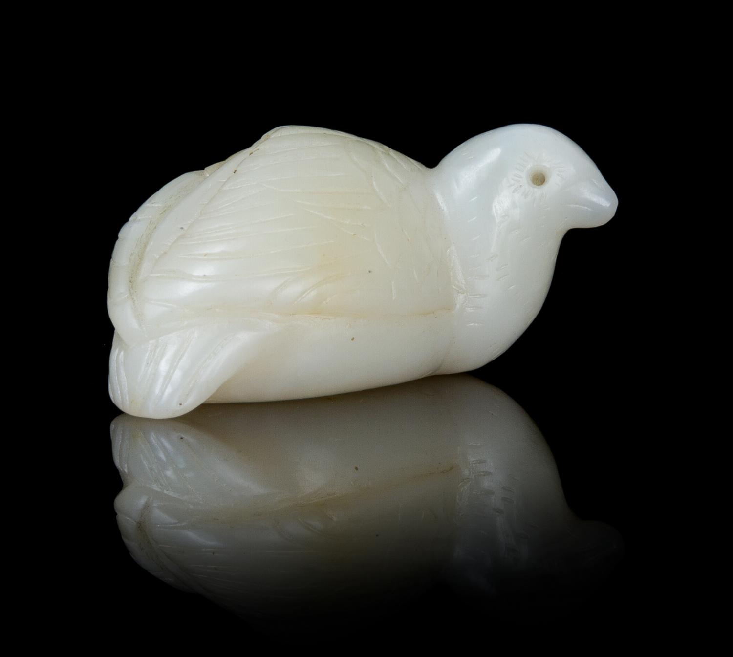 A White Jade Quail Toggle Length 2 inches.
