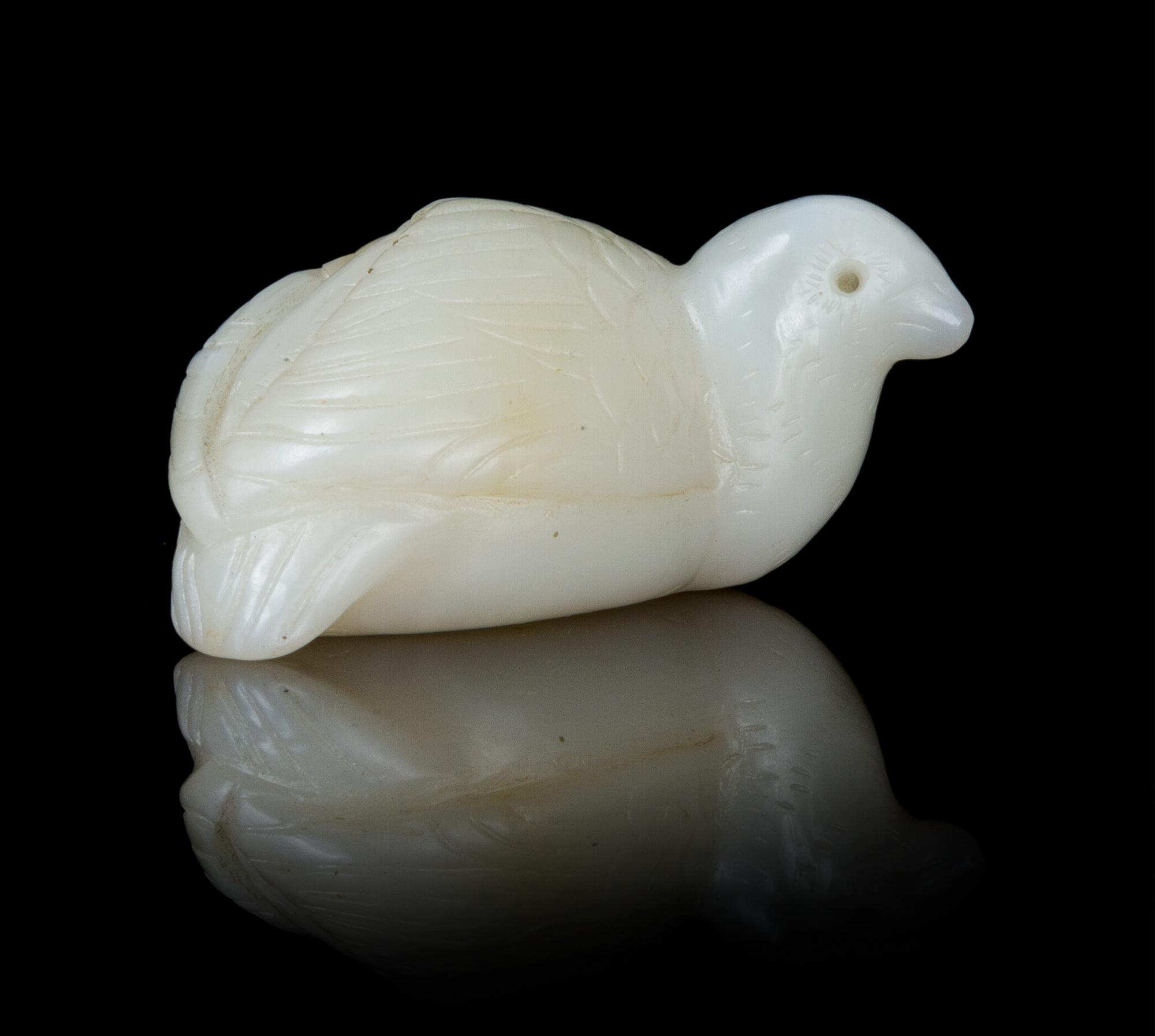 A White Jade Quail Toggle Length 2 inches.