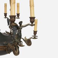 A Charles X gilt and patinated bronze eight-light chandelier second quarter 19th century