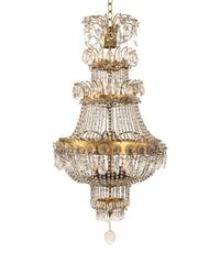 A Continental Gilt Metal, Rock Crystal and Cut Glass Chandelier