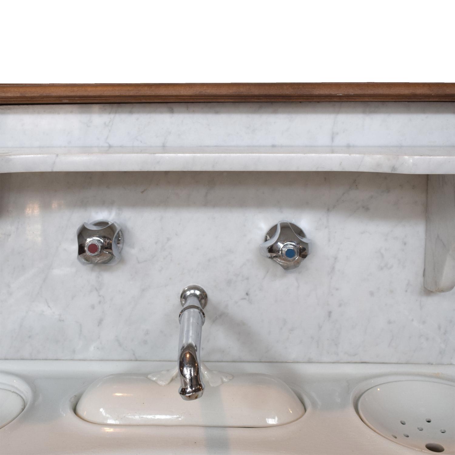 A Wood and Marble Wash Stand/Commode 27" W x 25" D x 44" H — France