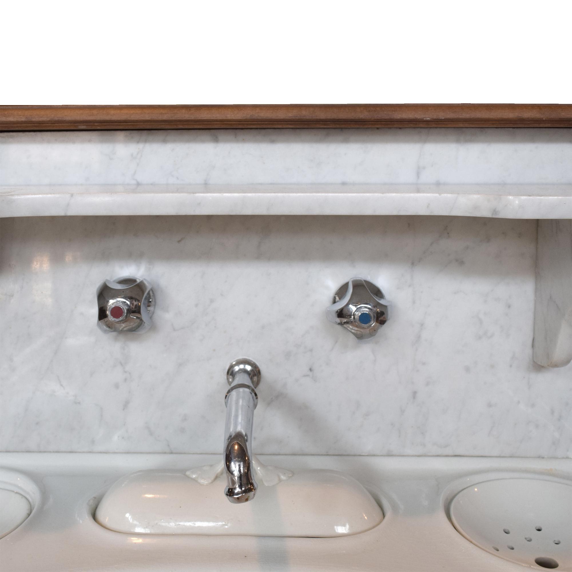 A Wood and Marble Wash Stand/Commode 27" W x 25" D x 44" H — France