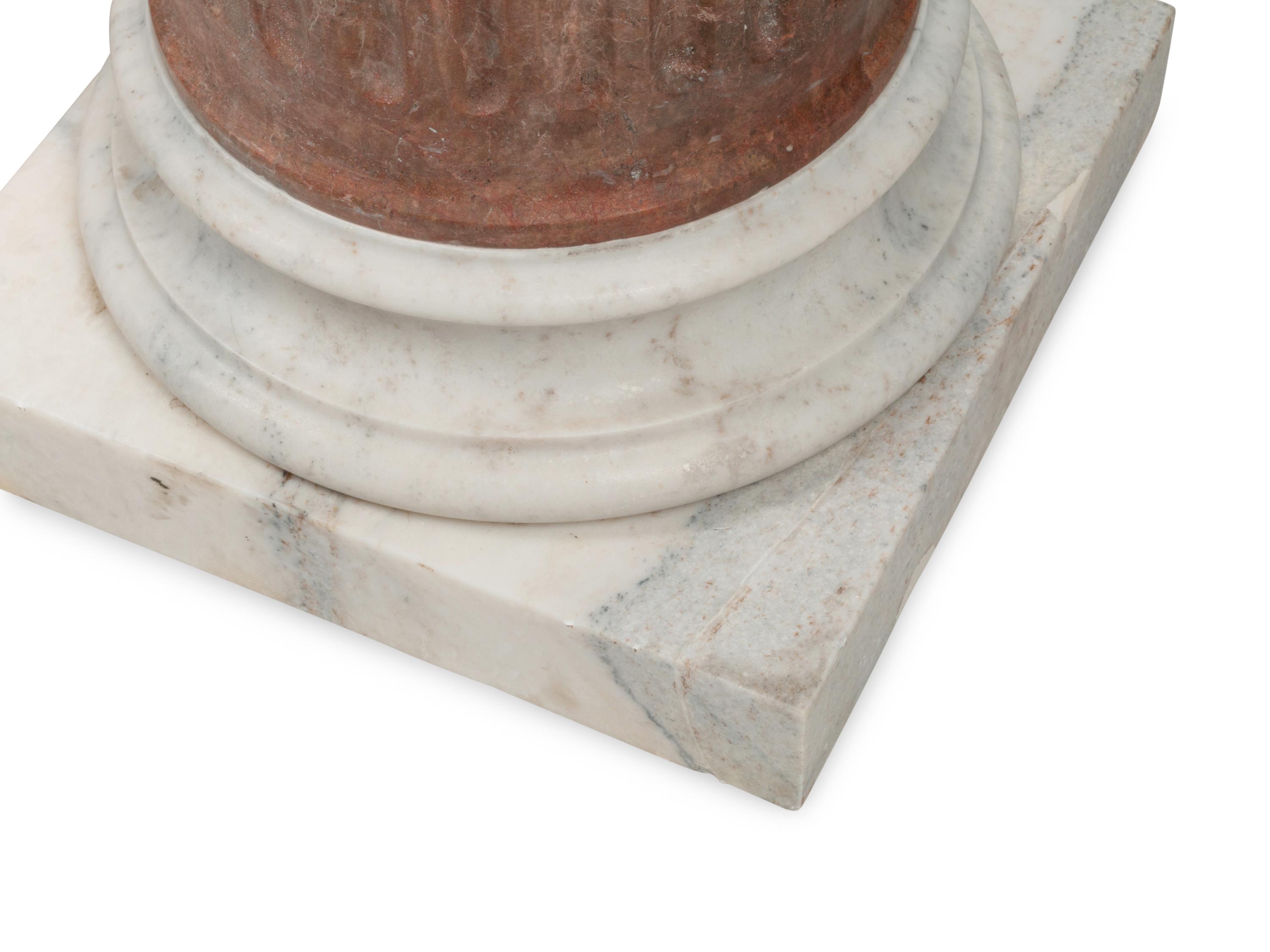 A Pair of Continental Fluted Marble Pedestals