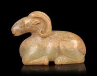 A Calcified Jade Figure of a Ram