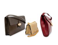 Five Karl Lagerfeld Items: Three Handbags, Two Scarves, 1980-90s