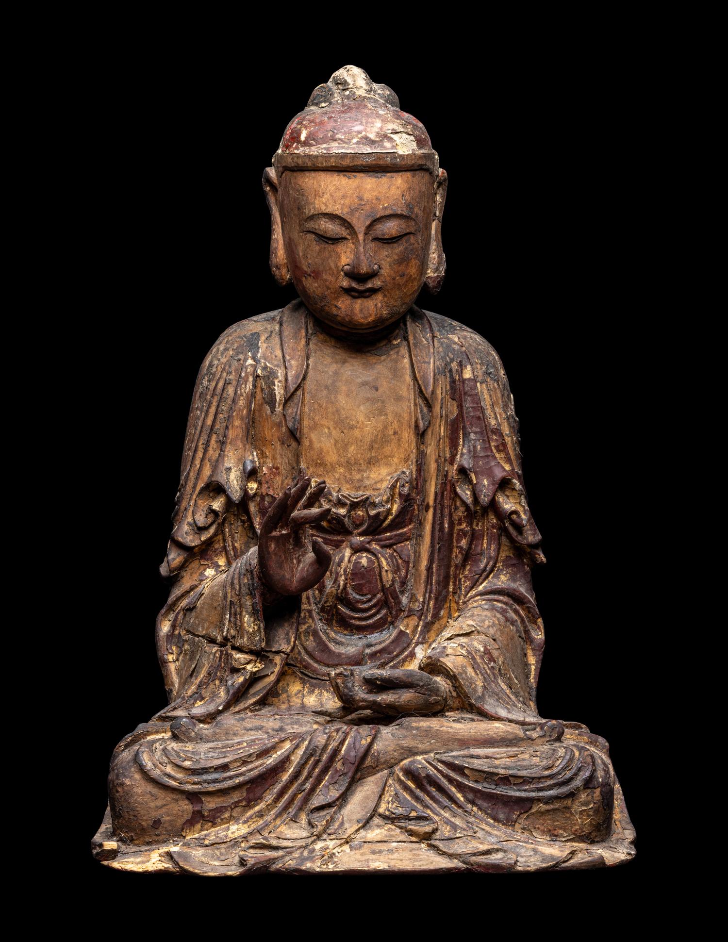 A Japanese Gilt Lacquered Figure of Seated Buddha