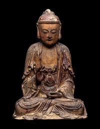 A Japanese Gilt Lacquered Figure of Seated Buddha