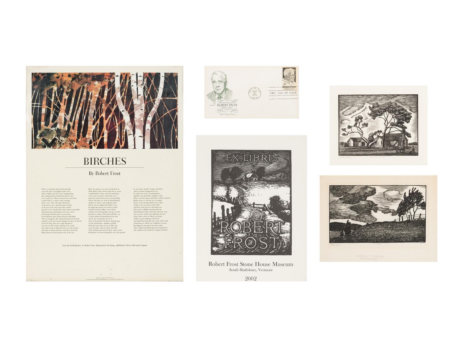 [FROST, Robert (1874-1963)] -- A group of 5 prints and posters related to Robert FROST, comprising: