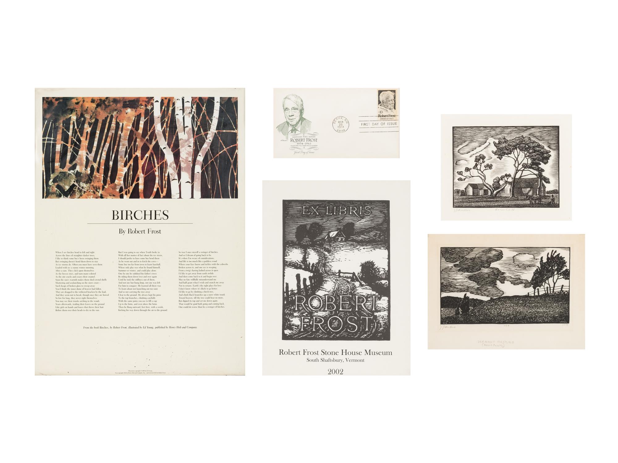 [FROST, Robert (1874-1963)] -- A group of 5 prints and posters related to Robert FROST, comprising: