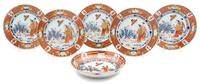 A Set of Chinese Export "Cornelis Pronk" Porcelain Articles Diameter of plates 10 3/8 inches.