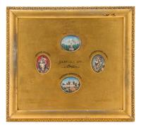 Four Indian Miniature Paintings Height 7 3/4 x width 8 1/2 inches (framed).