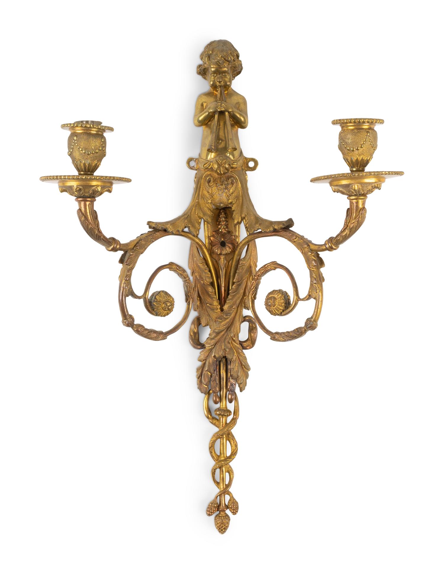 A Set of Four Louis XVI Style Gilt-Bronze Sconces — 19TH CENTURY