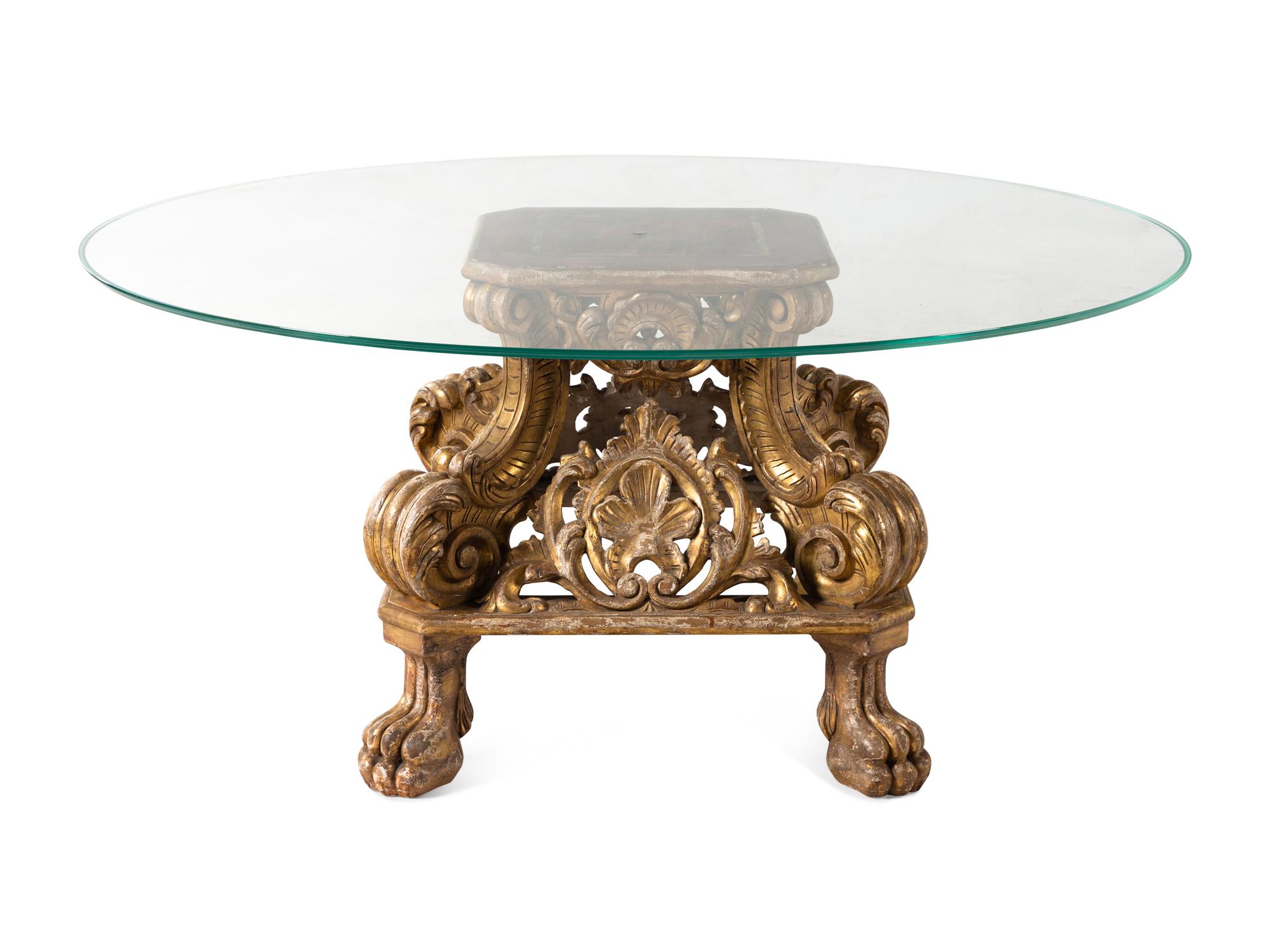 A Continental Giltwood Stand Converted to a Table