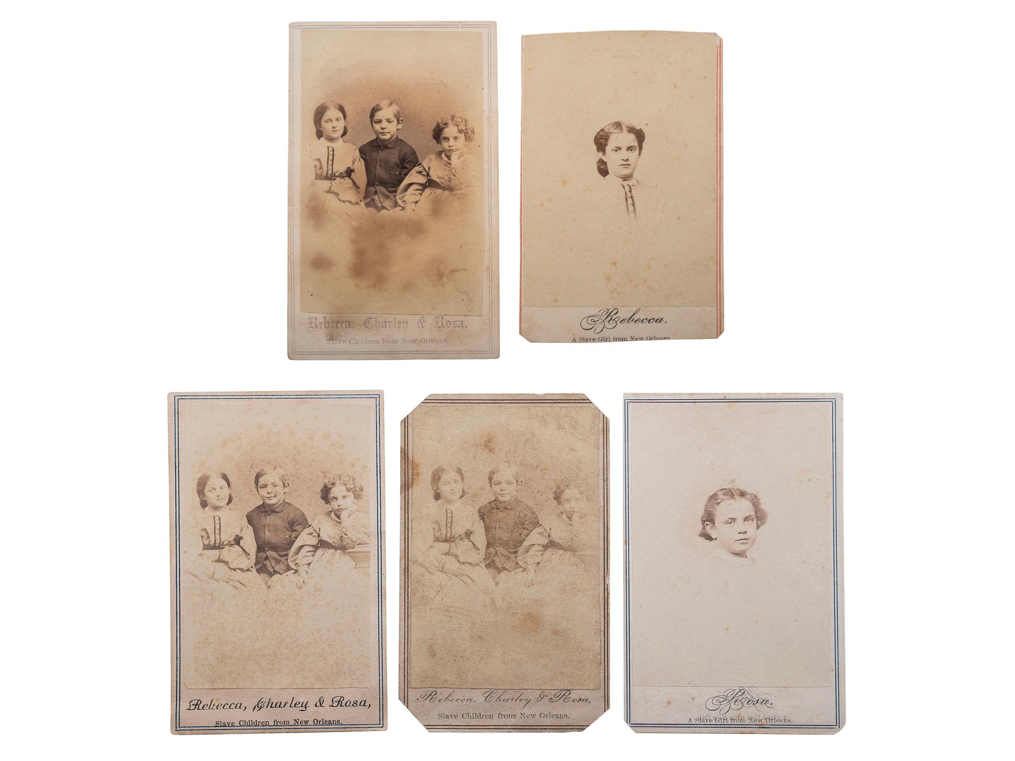 [SLAVERY & ABOLITION]. A group of 5 CDVs of "Slave Children of New Orleans," comprising: