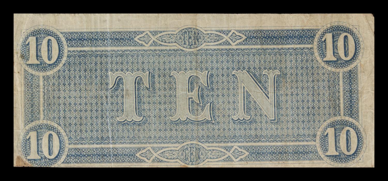 A Confederate States of America 1864 T-68 $10 Note