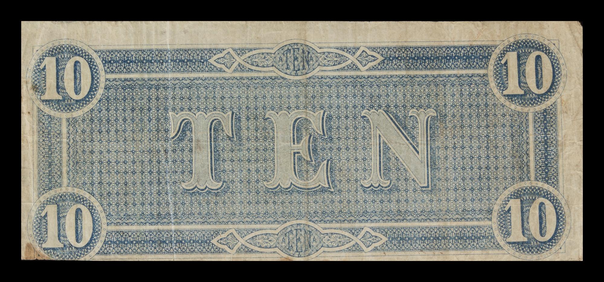 A Confederate States of America 1864 T-68 $10 Note