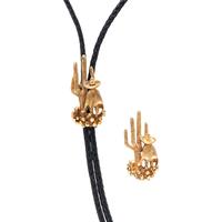 ANDREW, YELLOW GOLD CACTUS BOLO TIE SLIDE AND BROOCH