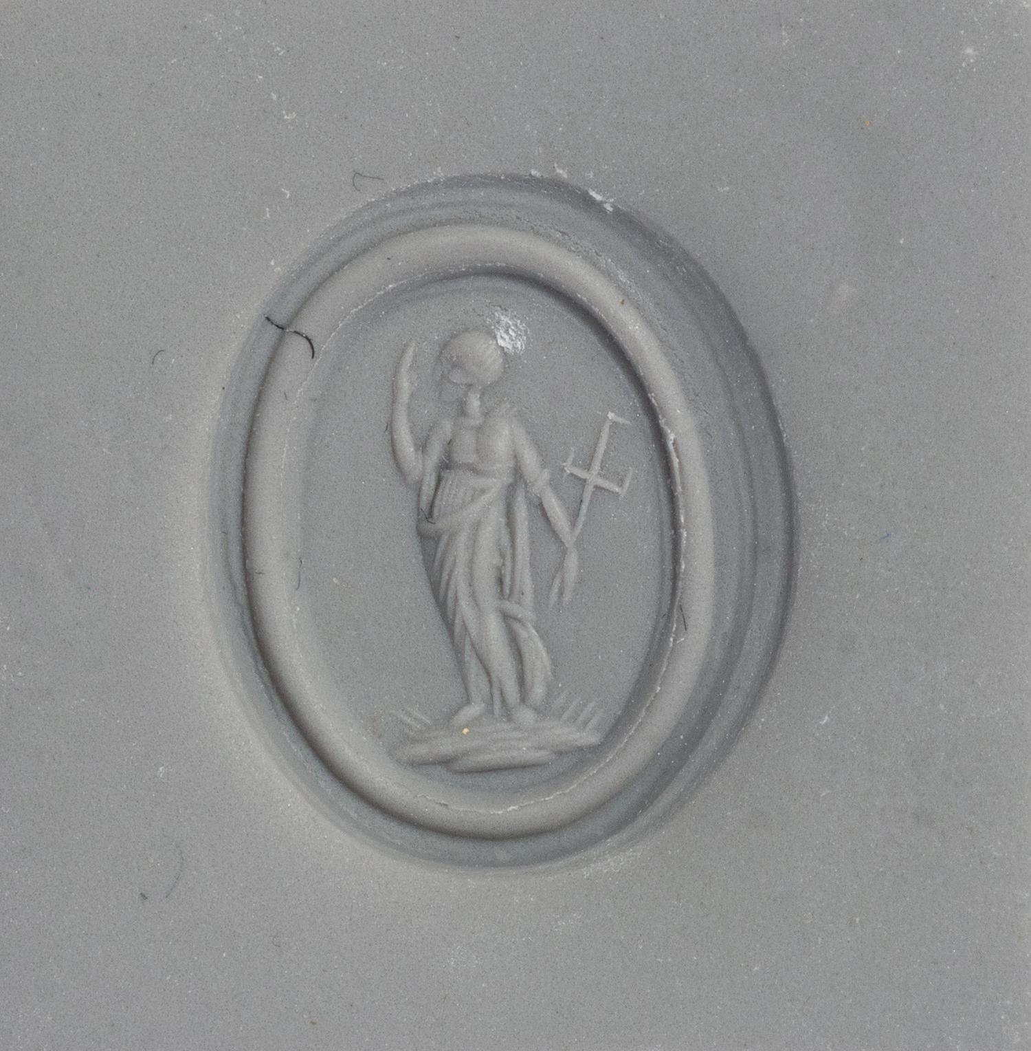 A Roman Carnelian Ring Stone with the Goddess Fortuna — Set in a brass stamp