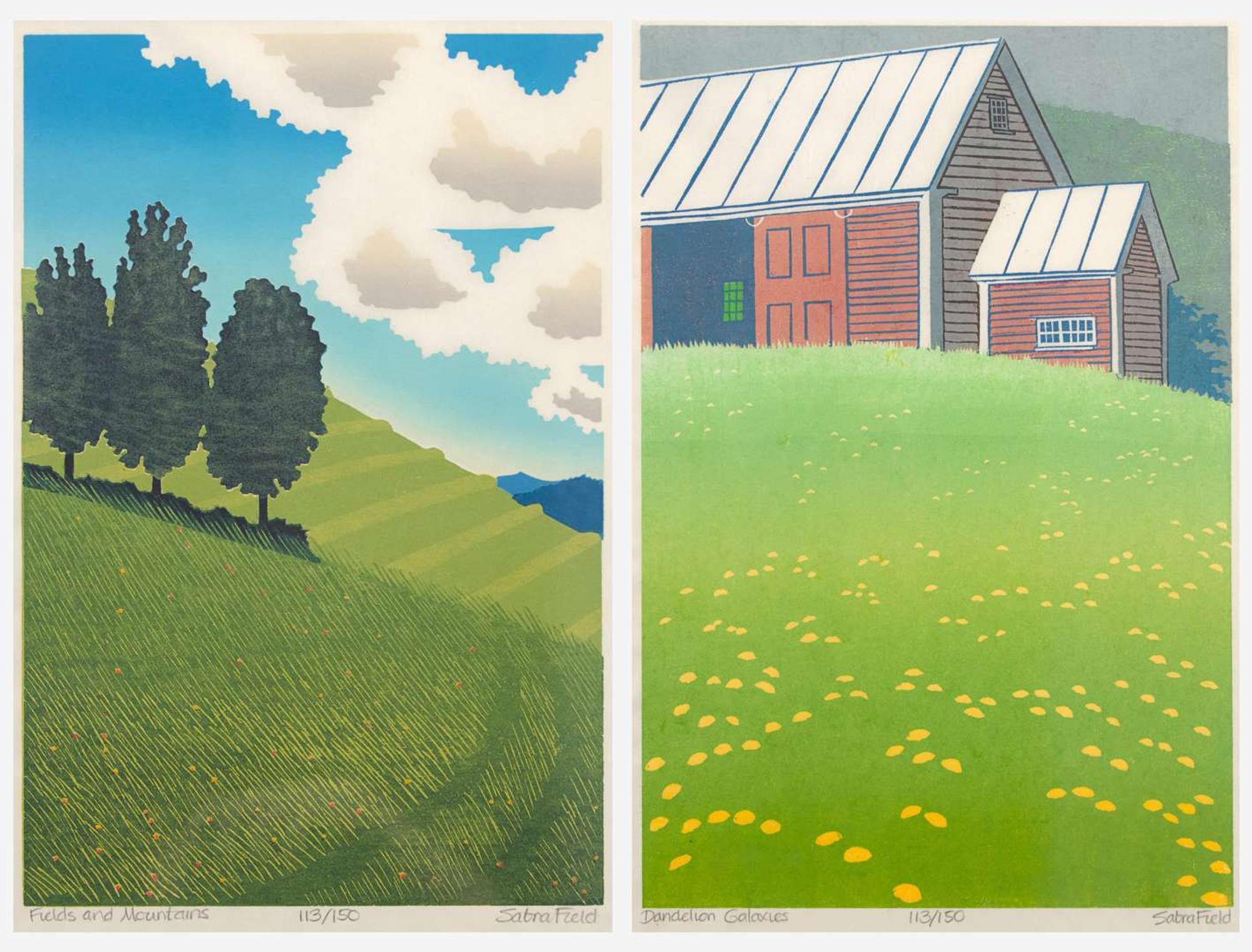 Sabra Field (American b.1935) - Fields and Mountains together with Dandelion Galaxies