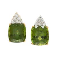 PERIDOT, DIAMOND, AND YELLOW GOLD EARRINGS