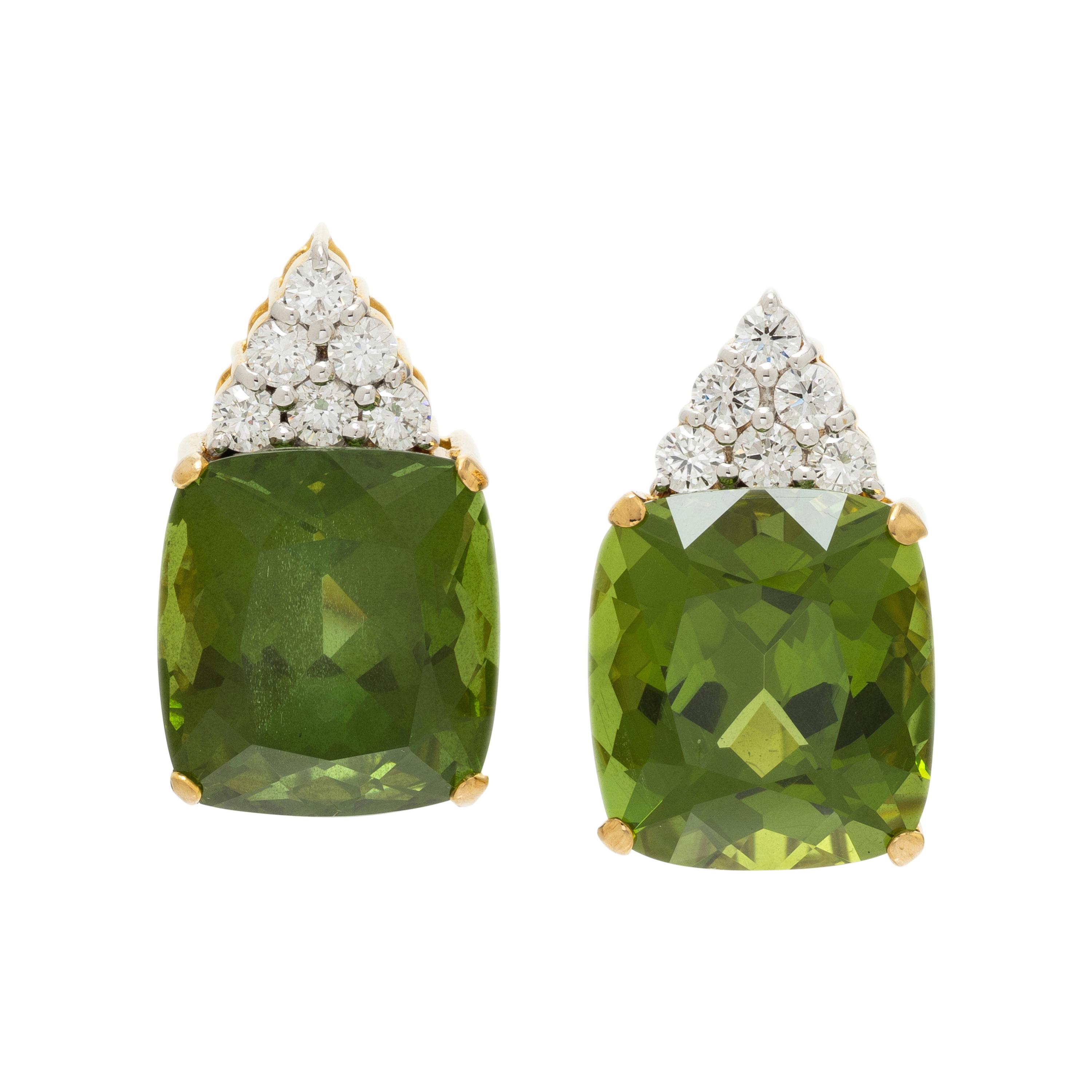 PERIDOT, DIAMOND, AND YELLOW GOLD EARRINGS