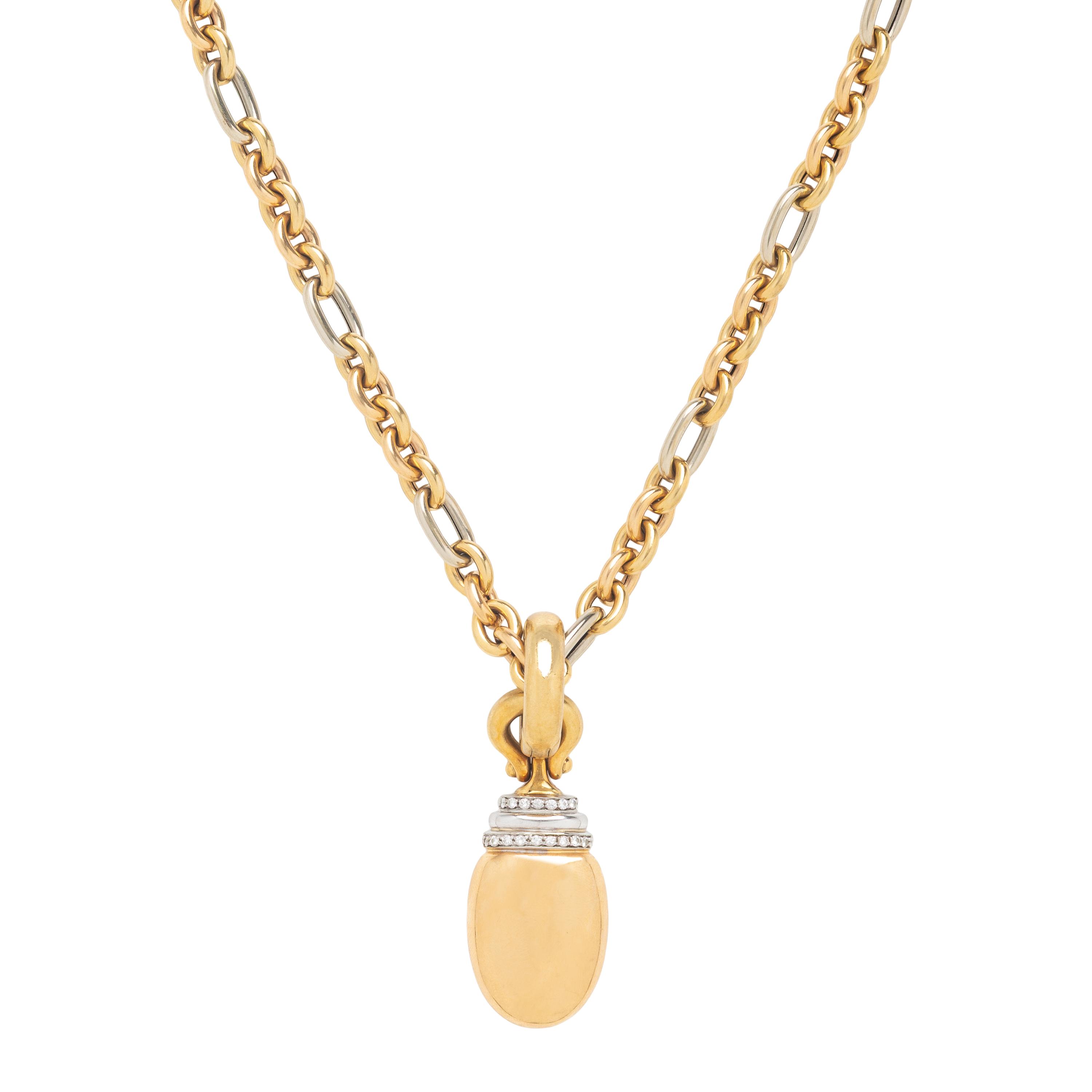 Bicolor Gold and Diamond Pendant Necklace