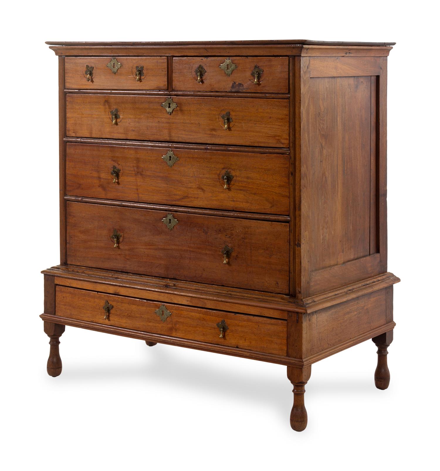 A William and Mary Walnut Chest on Stand