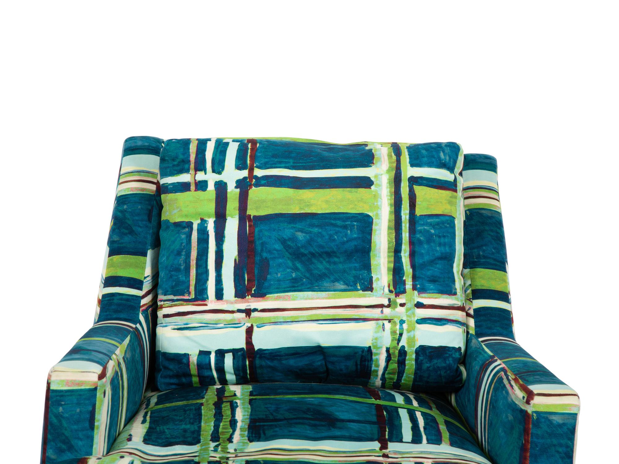 A Berman Rosetti Contemporary Lounge Chair and Matching Ottoman