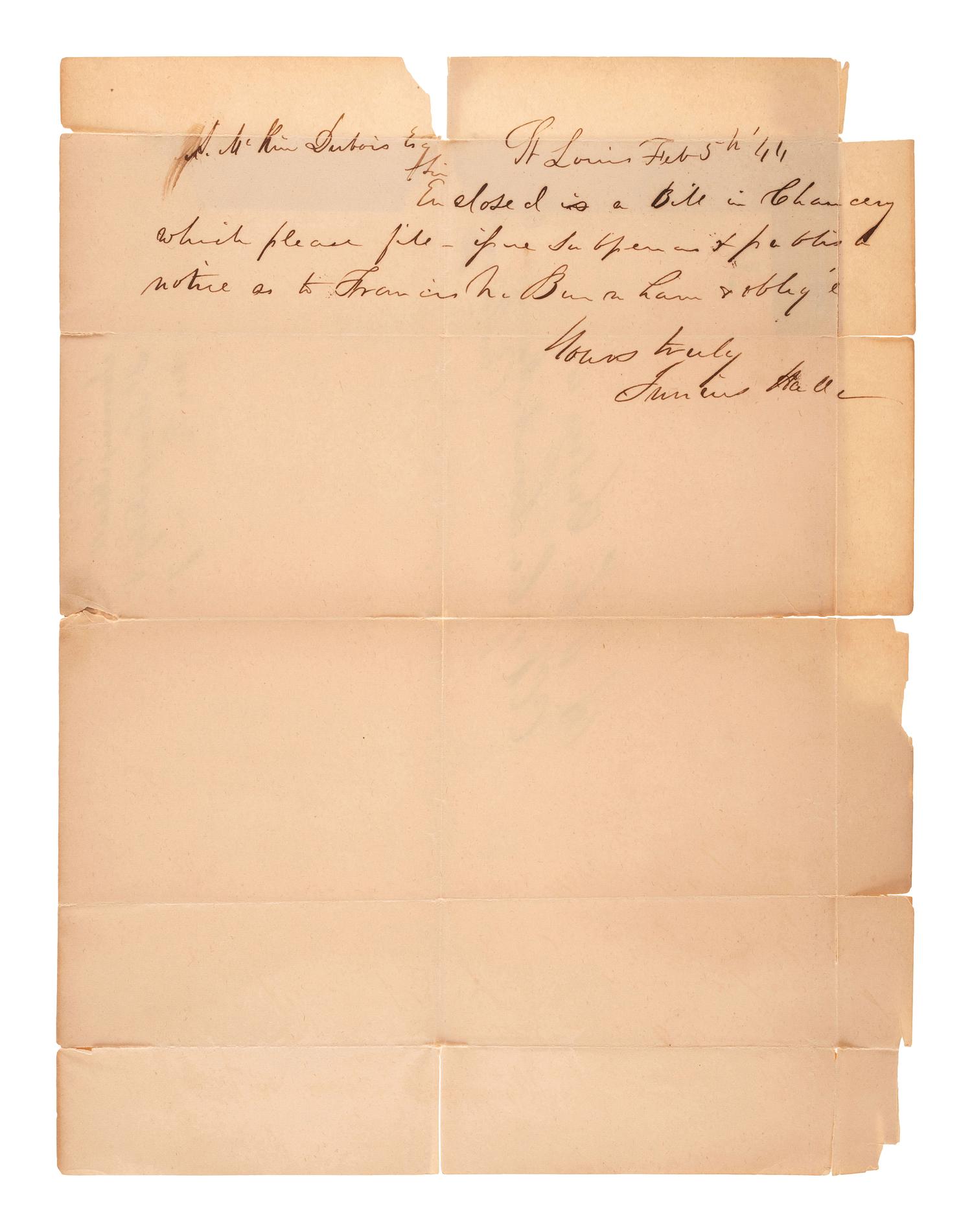 [MISSOURI] -- [MISSOURI TERRITORY]. Ephemera related to early Missouri settlement and history, including a grand jury indictment for cheating with a "gambling device" adapted for playing cards.