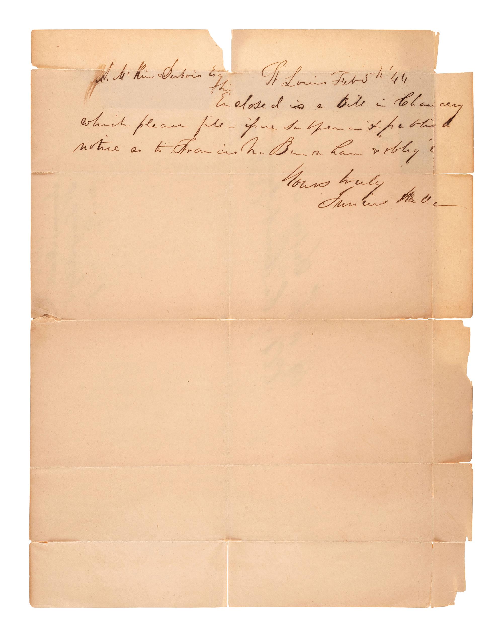 [MISSOURI] -- [MISSOURI TERRITORY]. Ephemera related to early Missouri settlement and history, including a grand jury indictment for cheating with a "gambling device" adapted for playing cards.