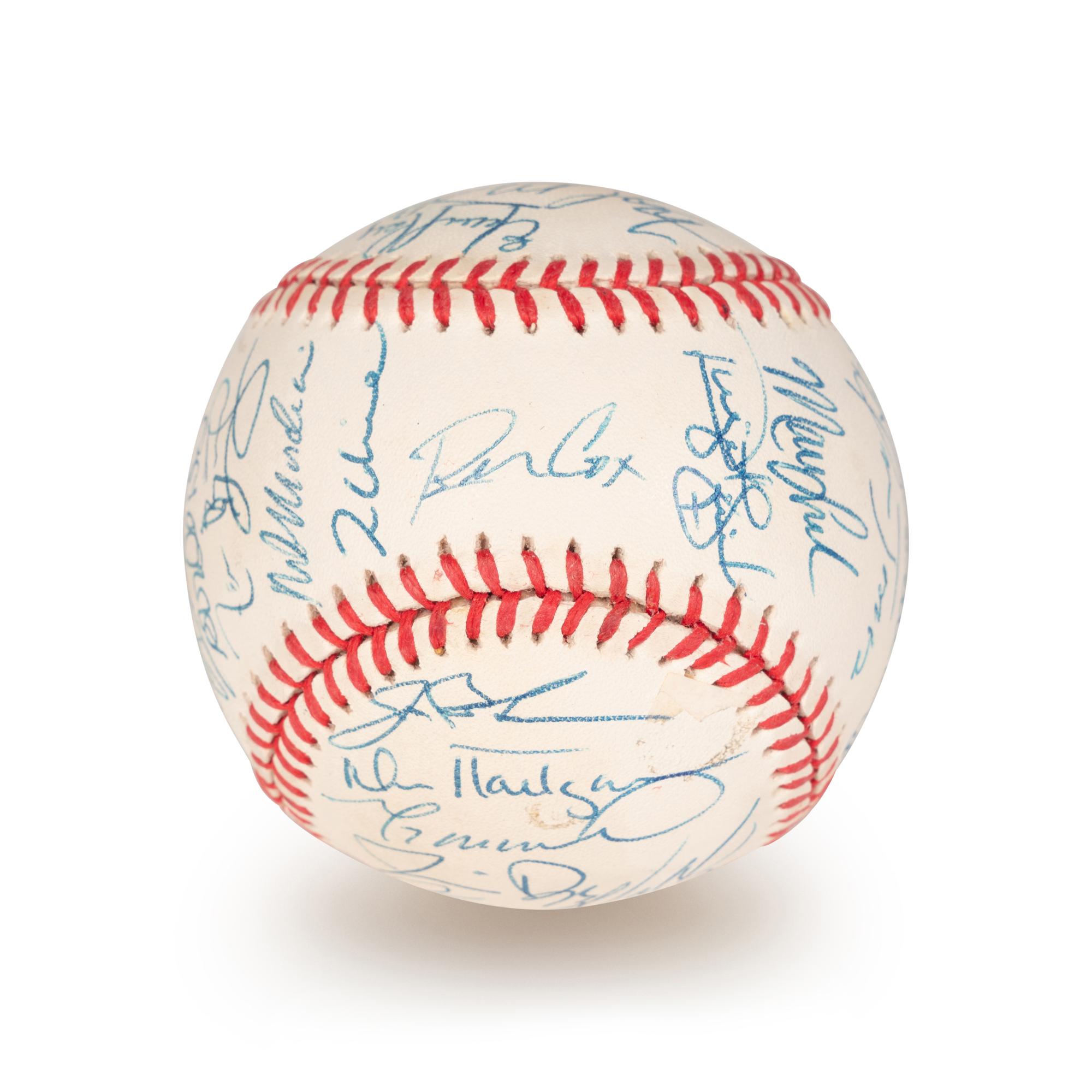 A 1996 Atlanta Braves National League Champion Team Signed Autograph Baseball With 32 Signatures (Beckett Authentication Services Letter BAS Certified),
