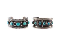 Navajo Silver and Turquoise Cuff Bracelets