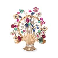 MULTIGEM AND DIAMOND GIARDINETTI BROOCH