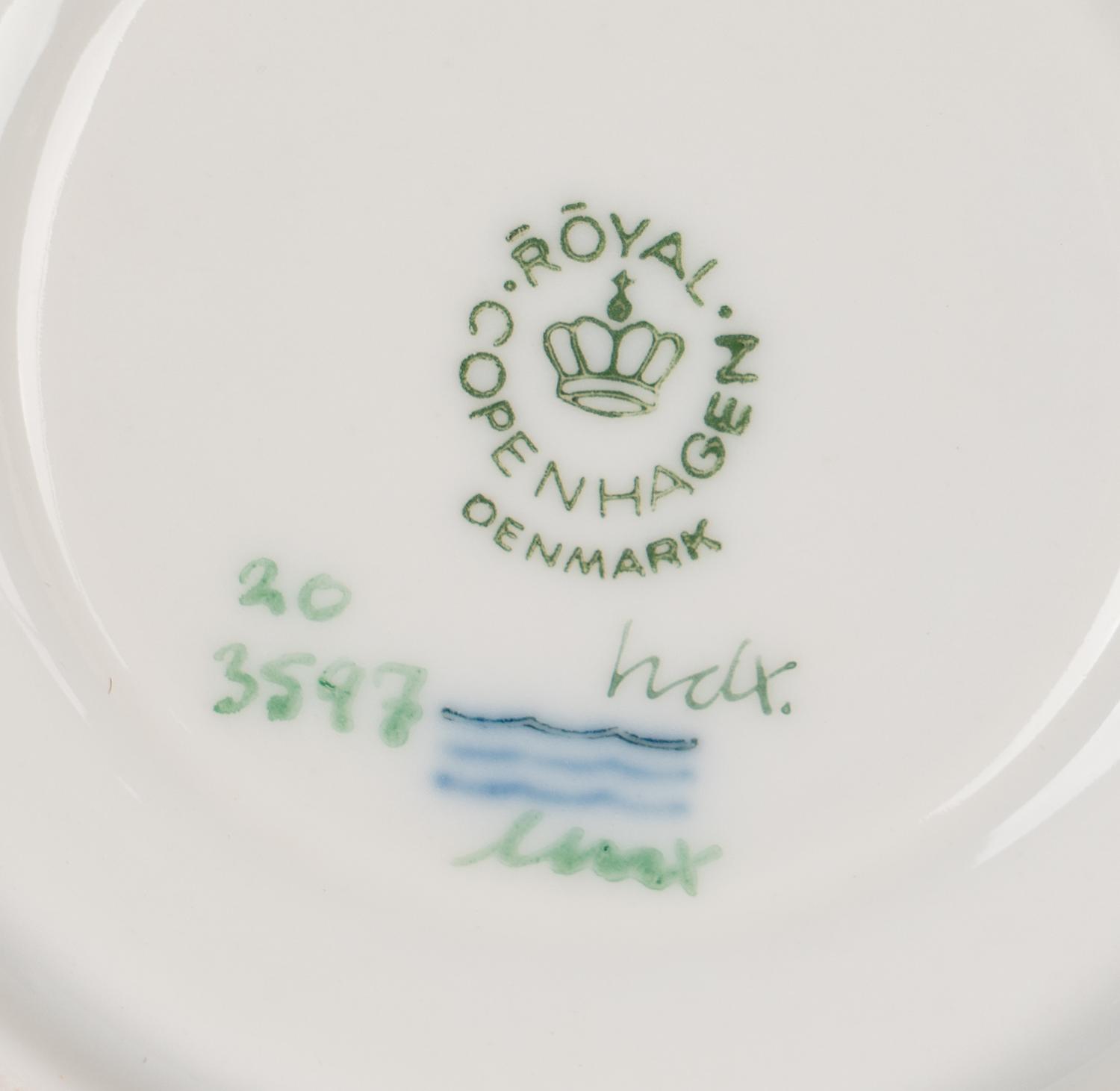 A Set of Twelve Royal Copenhagen Flora Danica Porcelain Teacups and Saucers