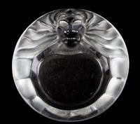 A Lalique Molded and Frosted Glass Ash Receiver Diameter 5 5/8 inches.