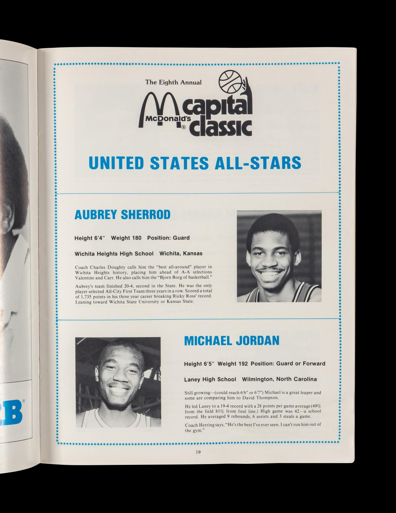 A 1981 McDonald's Capital Classic High School All-Star Game Program Featuring Michael Jordan