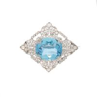 EDWARDIAN, AQUAMARINE AND DIAMOND BROOCH