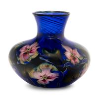 Charles Lotton (American, 1935–2021) — Vase, Blue Wide Bottom Narrow Neck Floral Medium, 1993