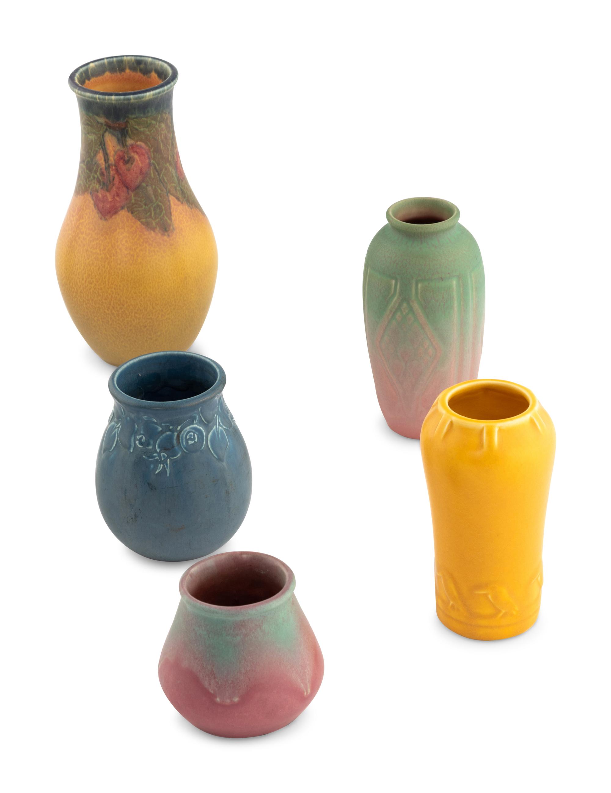 Group of Seven Vases with Two Muncie Vases.