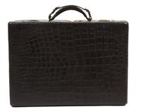 A French Black Alligator Valise, 18" x 13" x 6.5".