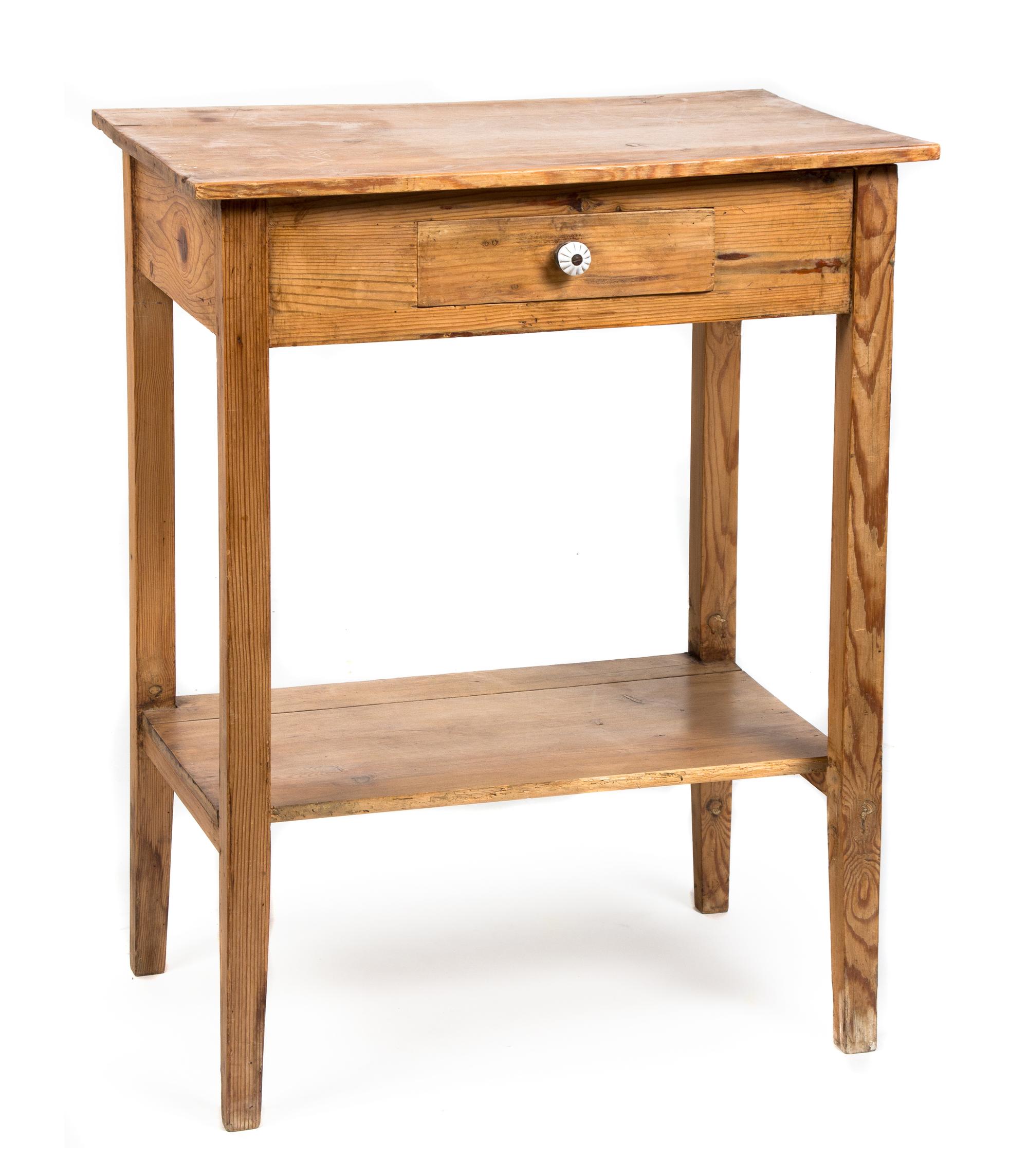 Two Pieces of American Pine Furniture Height of larger 34 1/2 x width 38 x depth 19 1/2 inches.