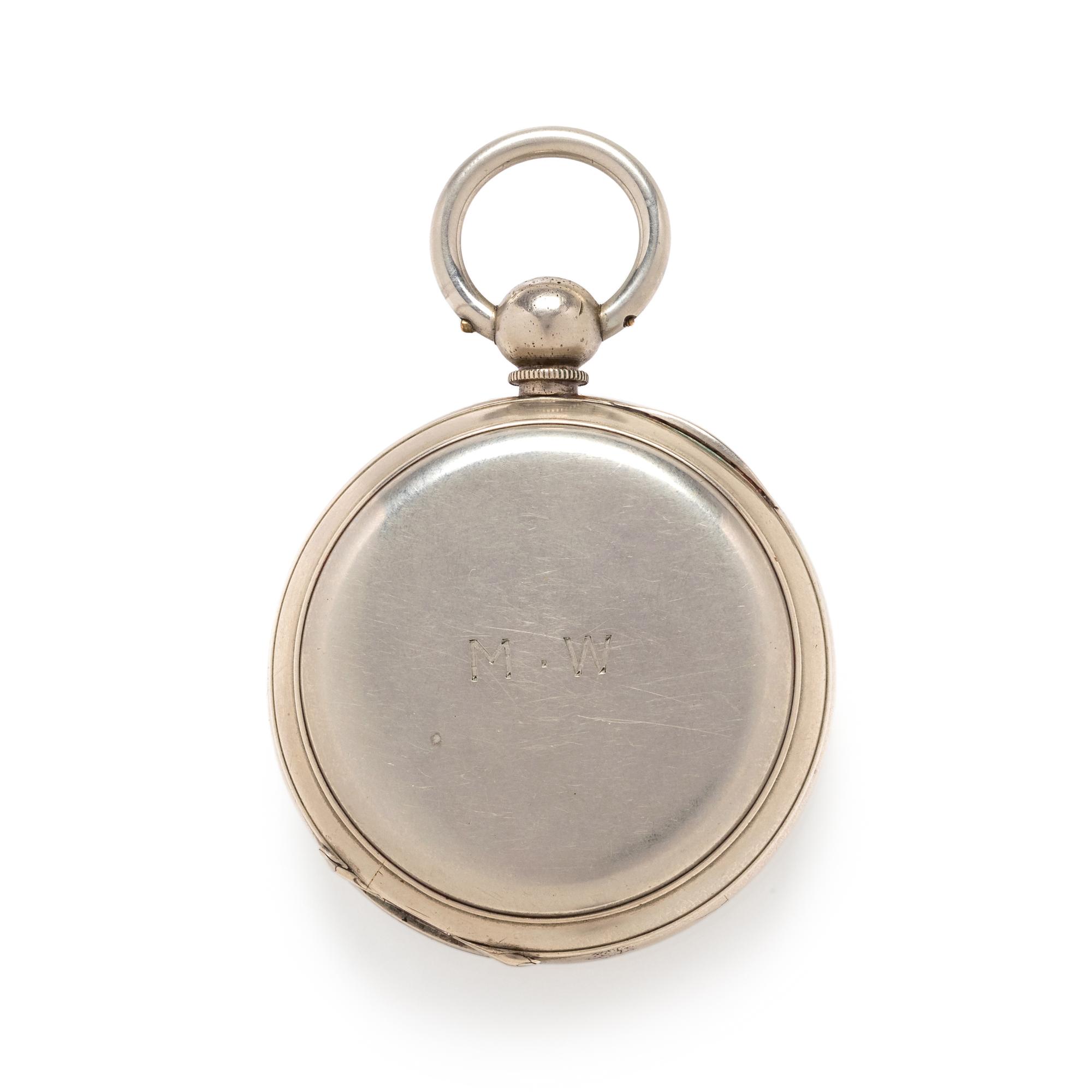 SILVER OPEN FACE POCKET WATCH